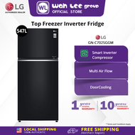 LG 547L Top Freezer Fridge GN-C702SGGM in Black Glass Finish WAH LEE STORE