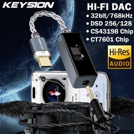 KEYSION USB คู่แบบพกพาCS43198 + CT7601 DSD256ดองเกิลแบบพกพา HFI DAC & AMP เครื่องขยายเสียงหูฟังขนาดม