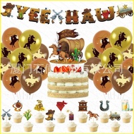 NS5 west cowboy Theme party decorations banner cake topper balloon set supplies SN5