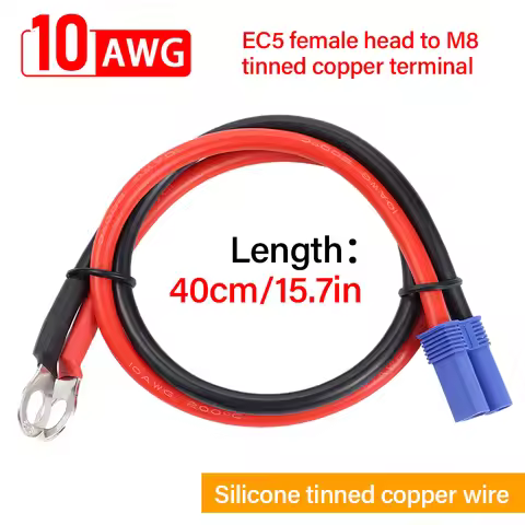 1pc EC5 Female To M8 Tinned Copper Terminal Power Adapter Cable 10AWG 40cm silicone Tinned Copper Wi