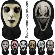 Halloween hooded devil mask white ghost mask costume Scream Black Hood Ghost Face Halloween Costume 
