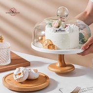 Tile Cake Stand Wooden With Glass Cover (Cake Stand)