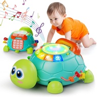 Letapapa Baby Toys 6 to 12 Months, Tummy Time Toy for 12-18 Months, Musical Turtle Crawling Toys wit