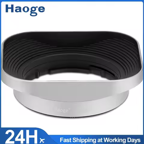 Haoge Bayonet Square Metal Lens Hood for Fujifilm Fuji Fujinon XF 50mm F2 R WR Lens Silver LH-X50W, 