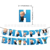 HAPPY BIRTHDAYBABY BOSS Banner Character Boss Baby theme party Theme kids birthday party decoratio