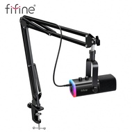 Gaming USB/XLR Dynamic Microphone Kit With Boom Arm Stand With Headphone Jack/Mute/RGB,For Live-Stre