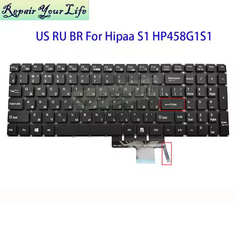 US RU PT-BR English Russian Brazilian Keyboard Laptop Backlit For HIPAA S1 HP458G2S1 MS-16JE MB34220