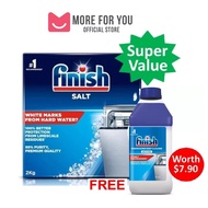 FINISH Dishwasher Salt 2 KG (Box) + FREE Dishwasher Cleaner 250ml