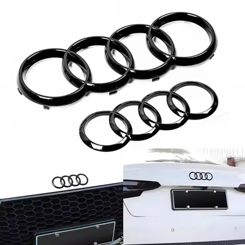 4Ring Logo ABS Hood Front Bonnet Grill Rear Trunk Emblem Logo Badge Sticker Decal For Audi A3 A4 A5 