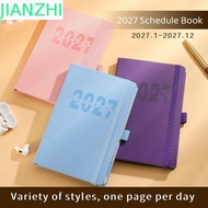 JIANZPH Daily Planner Notebook, Daily Schedule Flat Spread 2027 Schedule Book, PU Leather Elastic Ba
