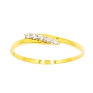 Happy Jewelry แหวนเพชรของแท้ แหวนแถวพริ้วๆ ทองแท้ 9k 37.5% แหวนเพชรผู้หญิง ME515