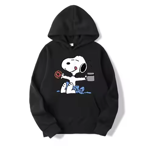 Donut Coffee Snoopy Hoodies Daily Streetwear Vintage Hoodie Men Women Tops Outerwears Blouse Hoodies