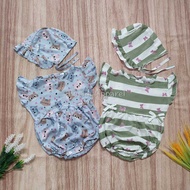 EMMA LittleKoda Baby Girl Romper Rayon Baby Jumpsuit with Bonnet Hat (4-18 Months)
