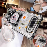 3pcs( Cute and exquisite flowers phone Case+Lanyard+Bear Stand) Stylish For Pixel 9 Pro/Pixel 9 Pro 