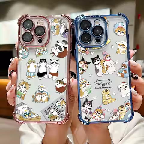 Lovely M-Mofusands Cat Plating Case For Oppo Reno12 Reno11 Reno10 Reno8 Reno7 Reno6 Reno5 Z F T Pro 