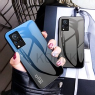 Vivo V21 2021 Case Glossy Gradient Tempered Glass Soft Frame Phone Case Cover Vivo V21 V21E V20 V19 