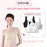 Combo of 3 women's student bras with breathable mesh, Set of 3 thin stretch cotton bras EVECHIP A611