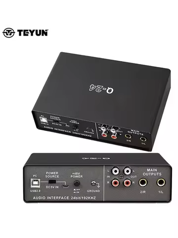 TEYUN Q-24 Audio Interface Sound Card With Monitoring Electric Guitar Live Recording Professional So