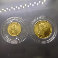 ชุด 2 เหรียญ เหรียญทองคำที่ระลึก ร9 ครองราช 25 ปี 2514 (หน้าเหรียญ 400-800 น้ำหนักทองรวม 2 บ...