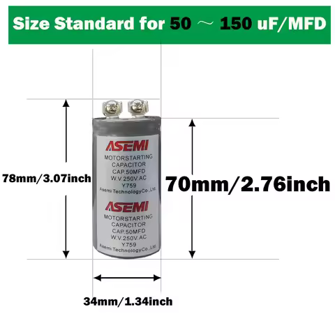 CD60 With Terminals Starting Capacitor 125V 250V 75uF 1200UF for Electrical Equipment