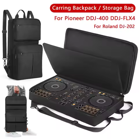 DJ Backpack for Pioneer DDJ-400 DDJ-FLX4/Roland DJ-202 DJ Controller Case Carrying Case Travelling C