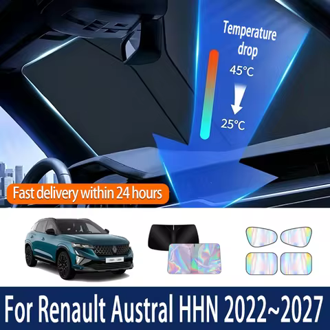 Car Windshield Sun Visor For Renault Austral HHN 2022~2027 2025 Foldable Reflector Sunshade Heat Ins