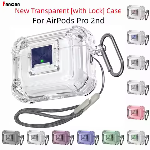 New 3D Clear Case for Airpod Pro 2 Cases w/keychain Anti-lost Protector Soft TPU Shockproof Case for