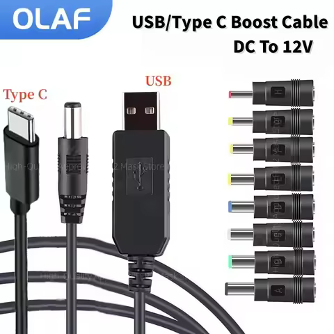 Olaf USB/Type C Power Boost Cable WiFi to Powerbank Cable Connector DC 5V to 12V Cable Boost Convert