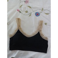 Training bra size M 80/85 A/B black with wool knitted lace trim