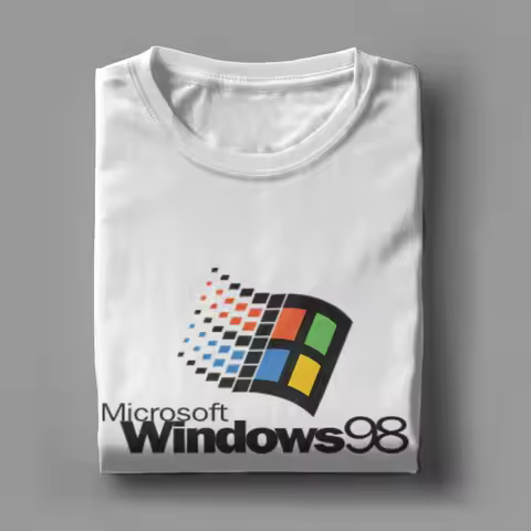 Men Windows 98 stacked logo T Shirts Cotton Clothes Novelty Short Sleeve O Neck Tees Summer T-Shirt