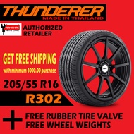 205/55R16 Thunderer R302 Tires 82V (Made in Thailand) with Free Rubber Tire Valve and Wheel Weights