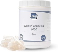 LFA Empty Gelatin Capsules Size 000 - Clear Fillable Beef Gel Caps for DIY Powder Supplement Pills -