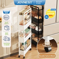 JOYNEST 4 Tier Gap Stroage Rack Movable Narrow Shelf Kitchen Storage Trolley Rack With Wheels Rak Bu