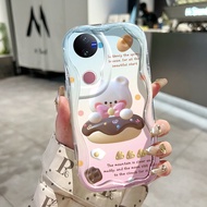 HP Casing For VIVO V50 5G V50E 5G V50 Lite 4G V50 Lite 5G Case Bear Dessert Pattern Casing HP Casing