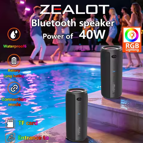 ZEALOT S51 Pro 40W Wireless Speakers, Outdoor Portable Subwoofer Speaker, 5200mAh Battery, 24 Hours 