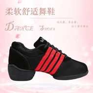 Cross-Border Dance Shoes Black Red Strip Square Dance Shoes Summer Dance Shoes Mesh Soft-Soled Sneak