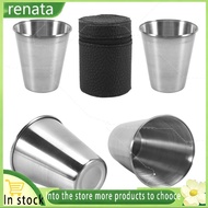 【renata】Stainless Steel Shot Cups, Set of 4 Cups, Metal Shot Glasses, Stackable, Hip Flask Small wit
