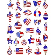 JIALEEY 29PCS Independence Day Charms, Patriotic 4th of July Red White Blue American Flag Charms for