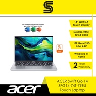 ACER Swift Go 14 SFG14-74T-79EU Laptop - 14" Touch/Intel U7-255H/32GB D5/1TB SSD/Intel ARC/Win11 Hom