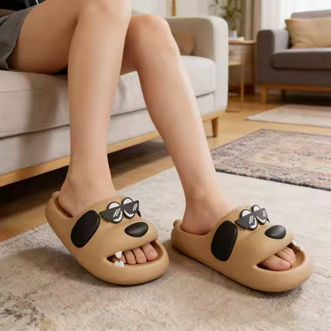 Comfortable Home Women's Summer Cartoon Cool Slippers Indoor Thick Bottom Wear Cute Large Size Slipp