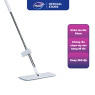 Cây lau nhà tự vắt kháng khuẩn Ag+ phẳng sợi fiber xoay 360 độ thông minh lau sạch nhanh khô MyJ