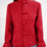 粗花呢唐裝外套 (紅色) |上班衣著|香港設計|小香風|經典