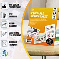 LTT A4 Shrinky Dinks Printable Sheets - Transparent/Glossy DIY Craft Papers 20PCS White/Transparent 