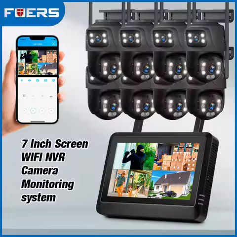 FUERS 7 inch NVR Screen 8CH Wireless NVR Security Outdoor Camera WIFI System H.265 Surveillance CCTV