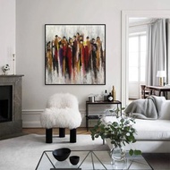 Original Human Silhouettes Acrylic Painting Abstract Colorful Artwork