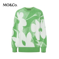 เสื้อสเวตเตอร์คอตั้งแขนยาวผ้าขนแกะ MoCo Art Floral Feathers Fleece Sensation เสื้อสเวตเตอร์ผู้หญิงหน