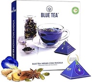 BLUE TEA Indian Chai Masala | Butterfly Pea Flower And Traditional Spices, 12 Plant-Based Pyramid Te