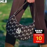 美职棒（MLB）官方 包包男女情侣休闲单肩包24新款复古老花腋下包 3ABQS014N 纽约洋基队/黑色 F