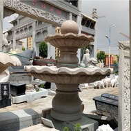 D-H Courtyard Stone Carving Water Fountain Marble Feng Shui Ball Sunset Red European Fountain Water Ball Basin Landscape