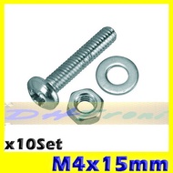 X20 Bolt Nut Set Ring Size M4 x 15mm 4mm Length 15mm JP 4x15 4x15mm 4 x 15 4 x 15mm contents 20 sets